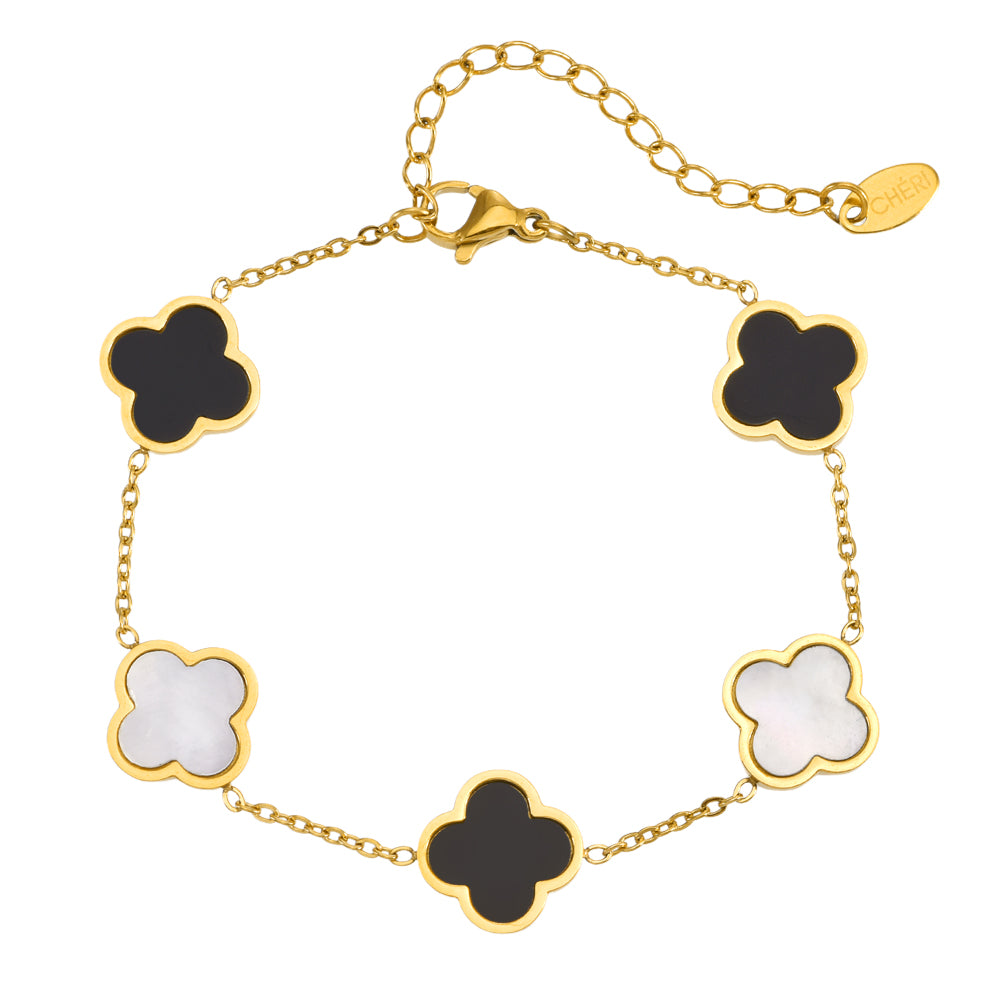 Дамска гривна Bicolor с четирилистна детелина от CHÉRI Jewelry – елегантно бижу, съчетаващо златен и сребърен цвят за изискан стил.