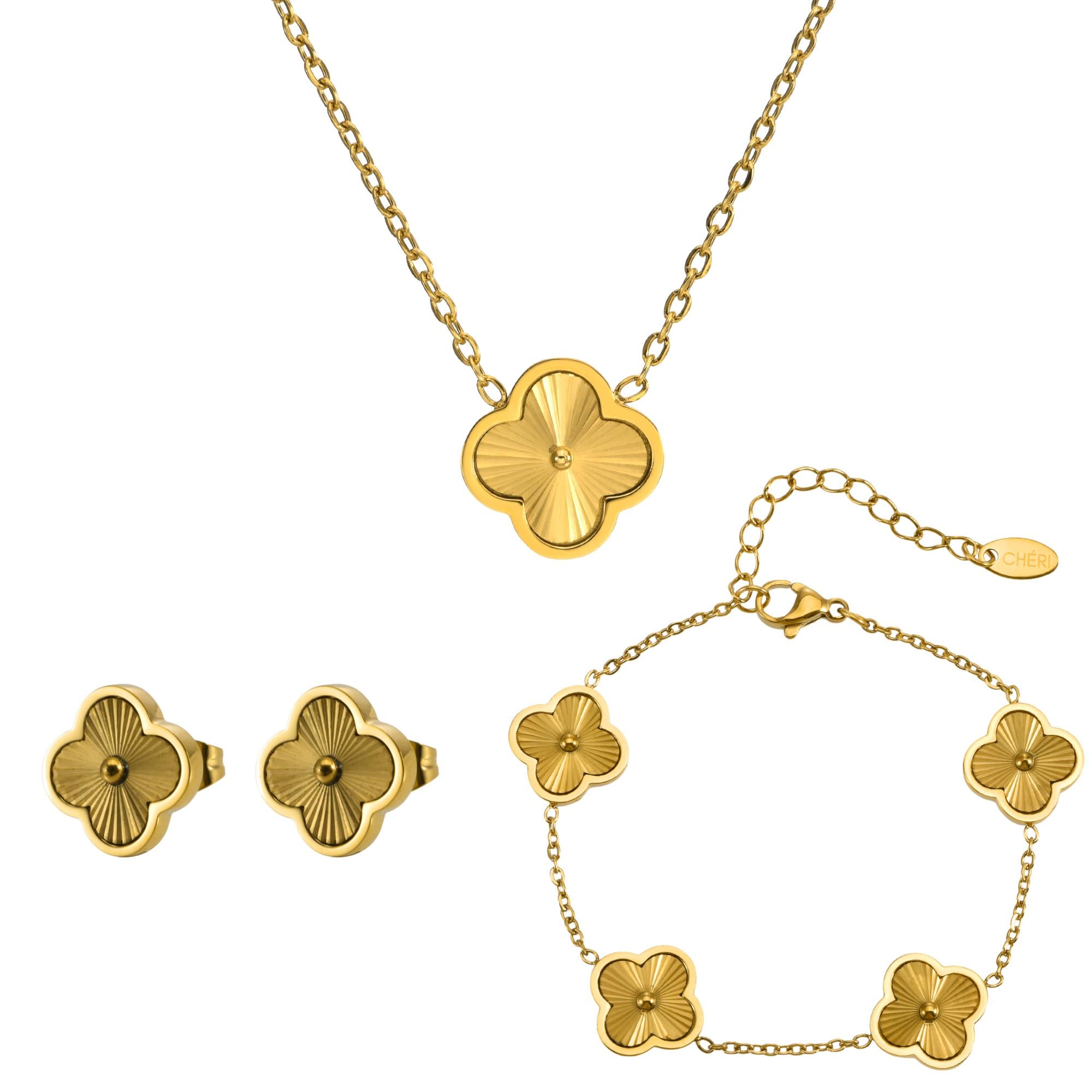 Луксозен комплект CHÉRI Gold Clover от три бижута