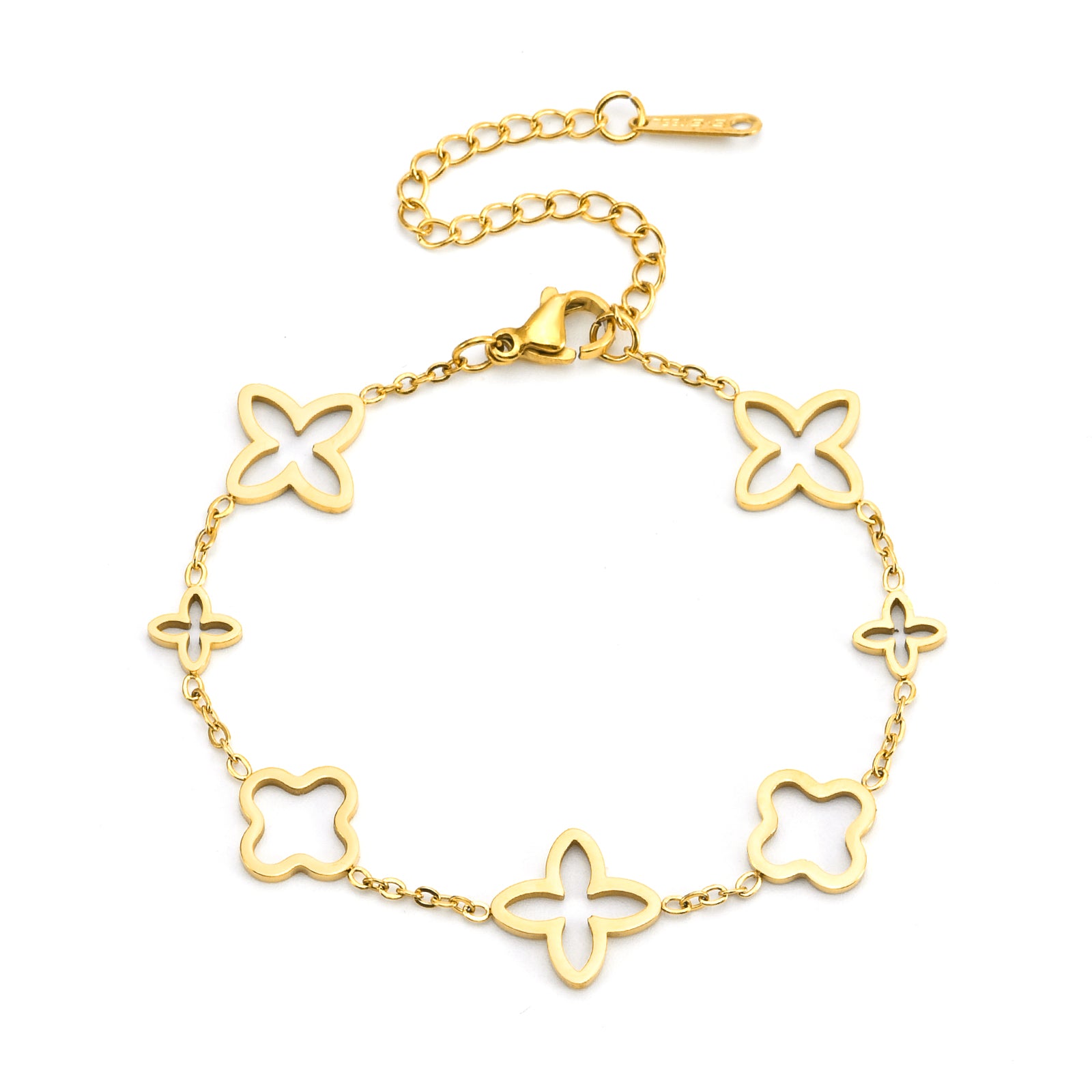 Дамска златна гривна Prestige с четирилистна детелина от CHÉRI Jewelry – луксозно бижу, символ на елегантност и късмет.