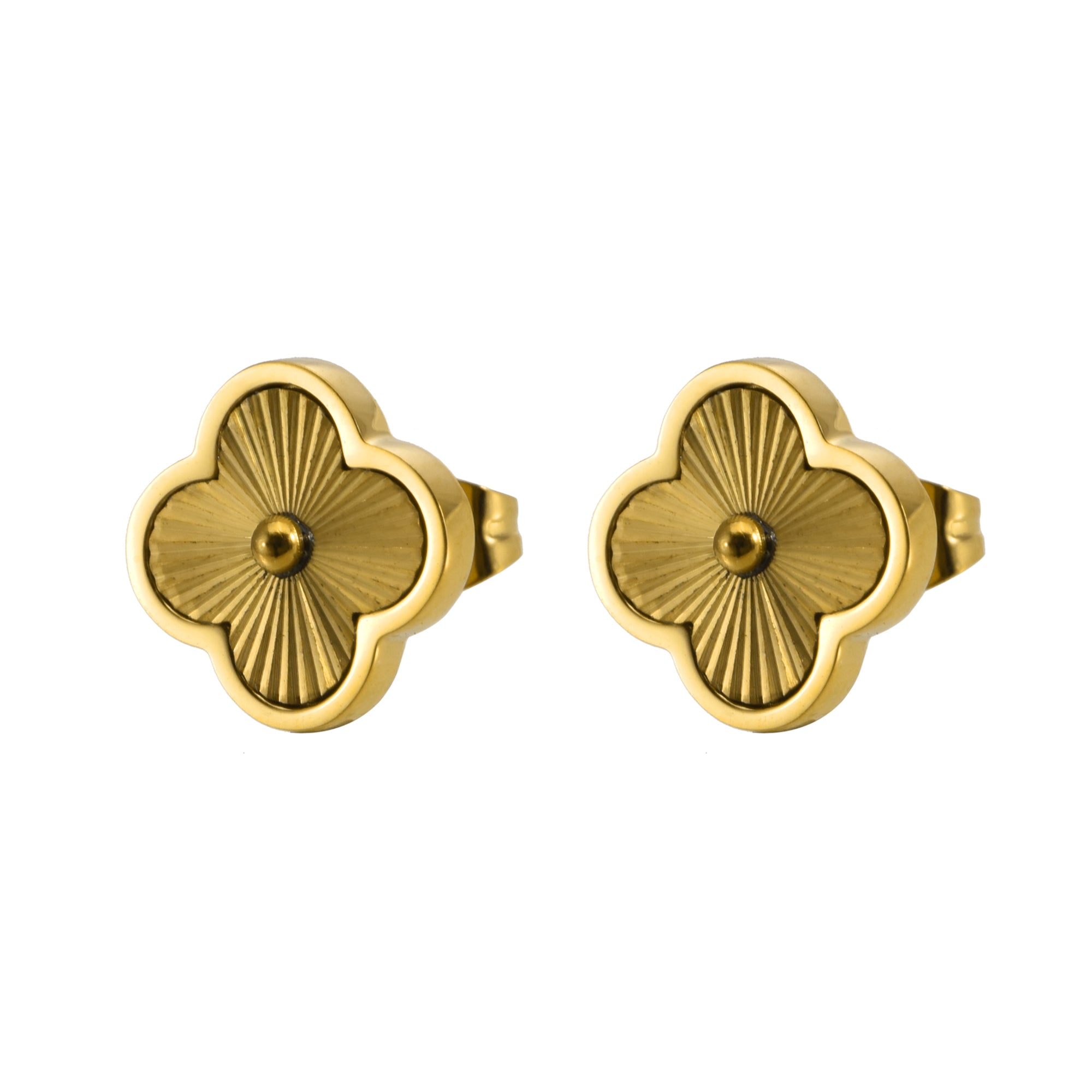 Дамски златни обеци с четирилистна детелина от CHÉRI Jewelry – луксозни бижута, символ на елегантност и късмет.