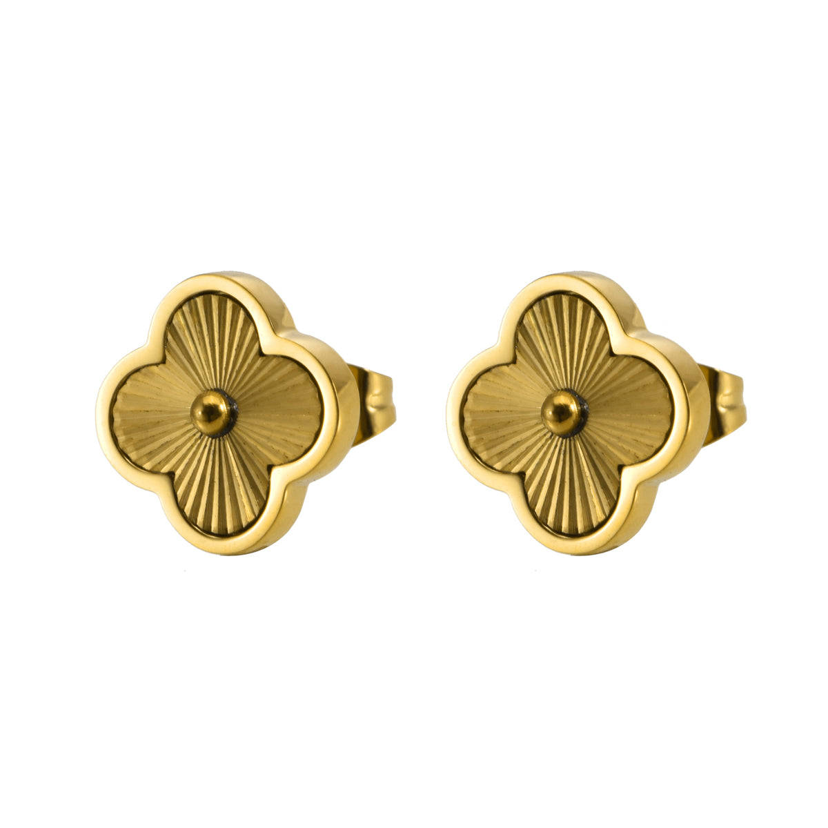 Дамски златни обеци с четирилистна детелина от CHÉRI Jewelry – луксозни бижута, символ на елегантност и късмет.