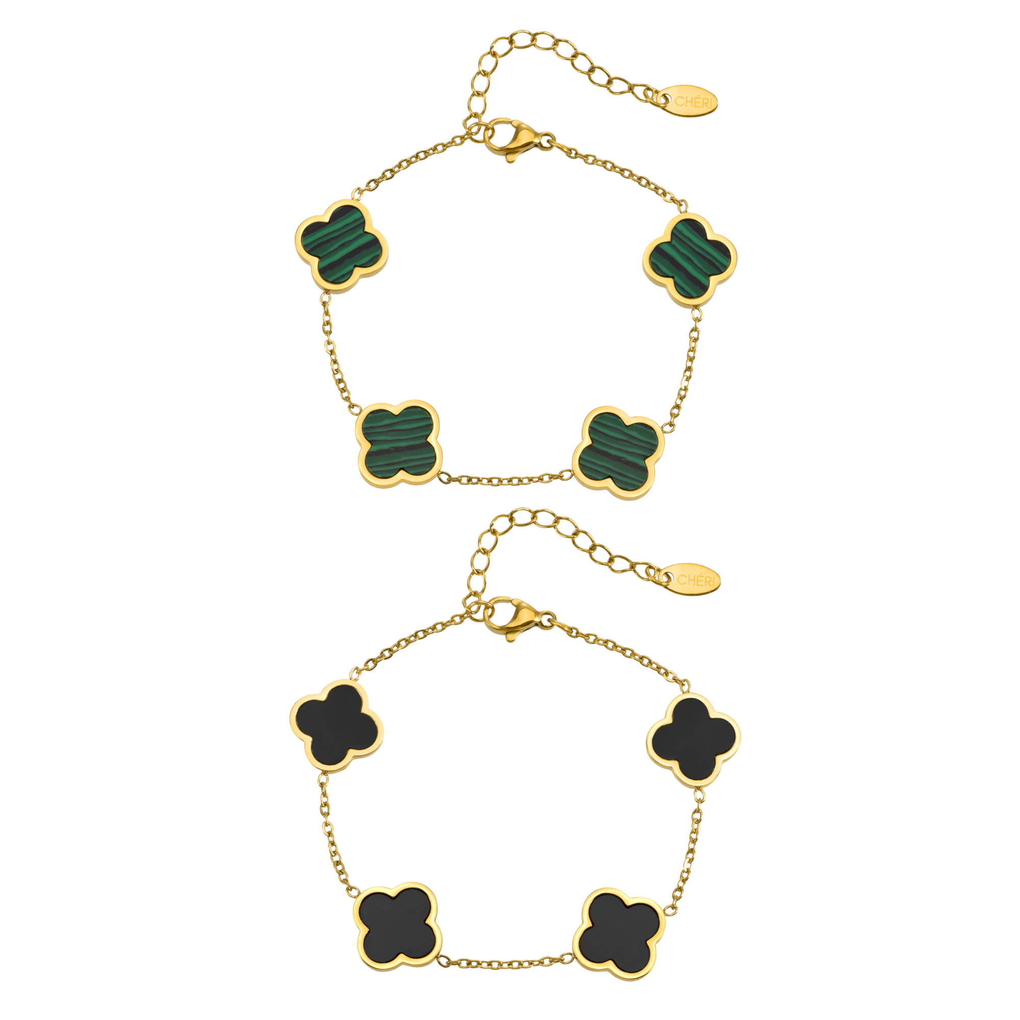 Комплект Pink Clover от неръждаема стомана с 18K златно покритие – водоустойчив, издръжлив и идеален подарък за жени