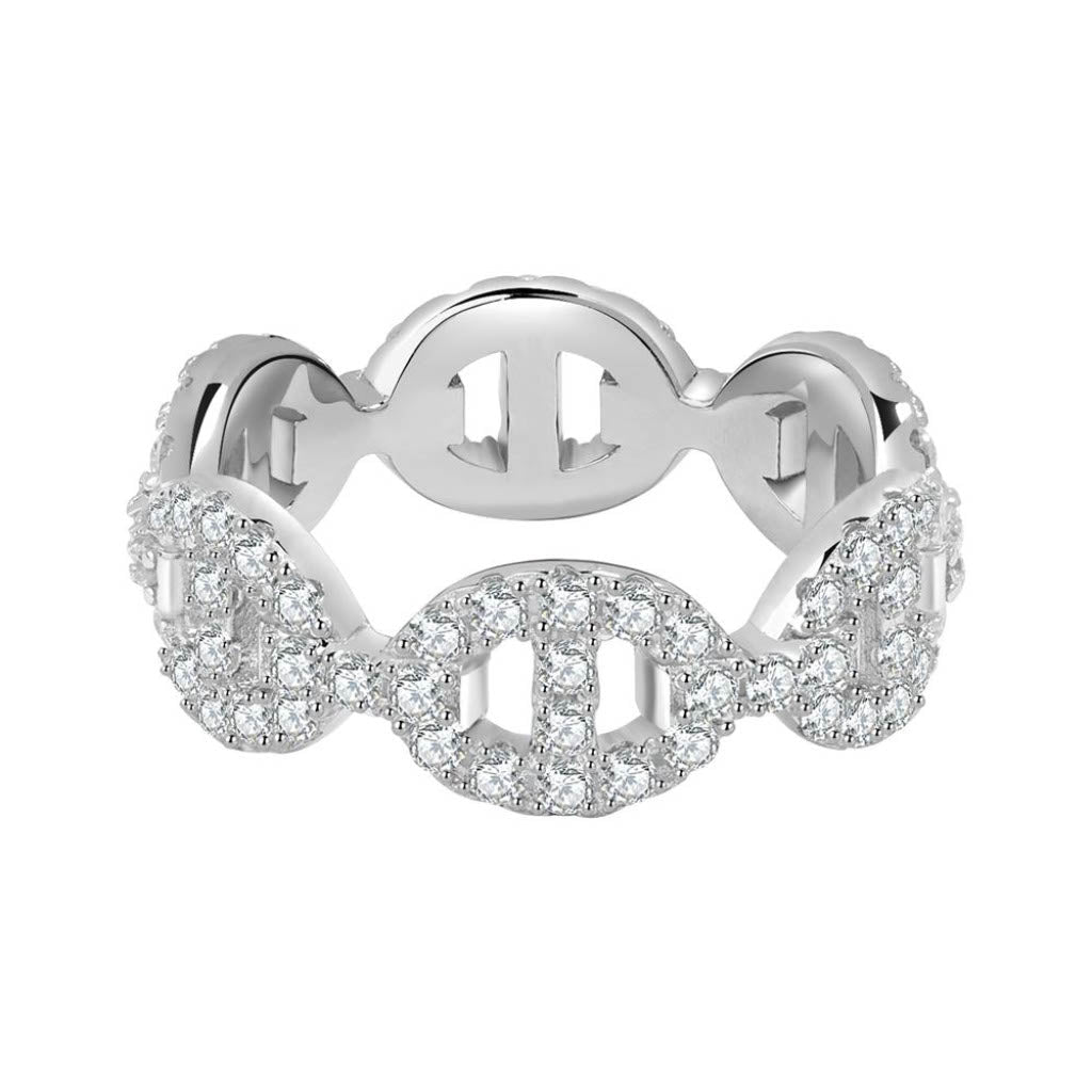 Iced Flare Moissanite пръстен от сребро 925 с родиево покритие и VS1 камък D цвят – луксозен iced out дизайн с диамантен блясък