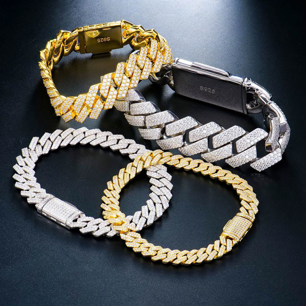 Moissanite кубинска гривна, носена на ръка – масивен iced out стил с премиум блясък