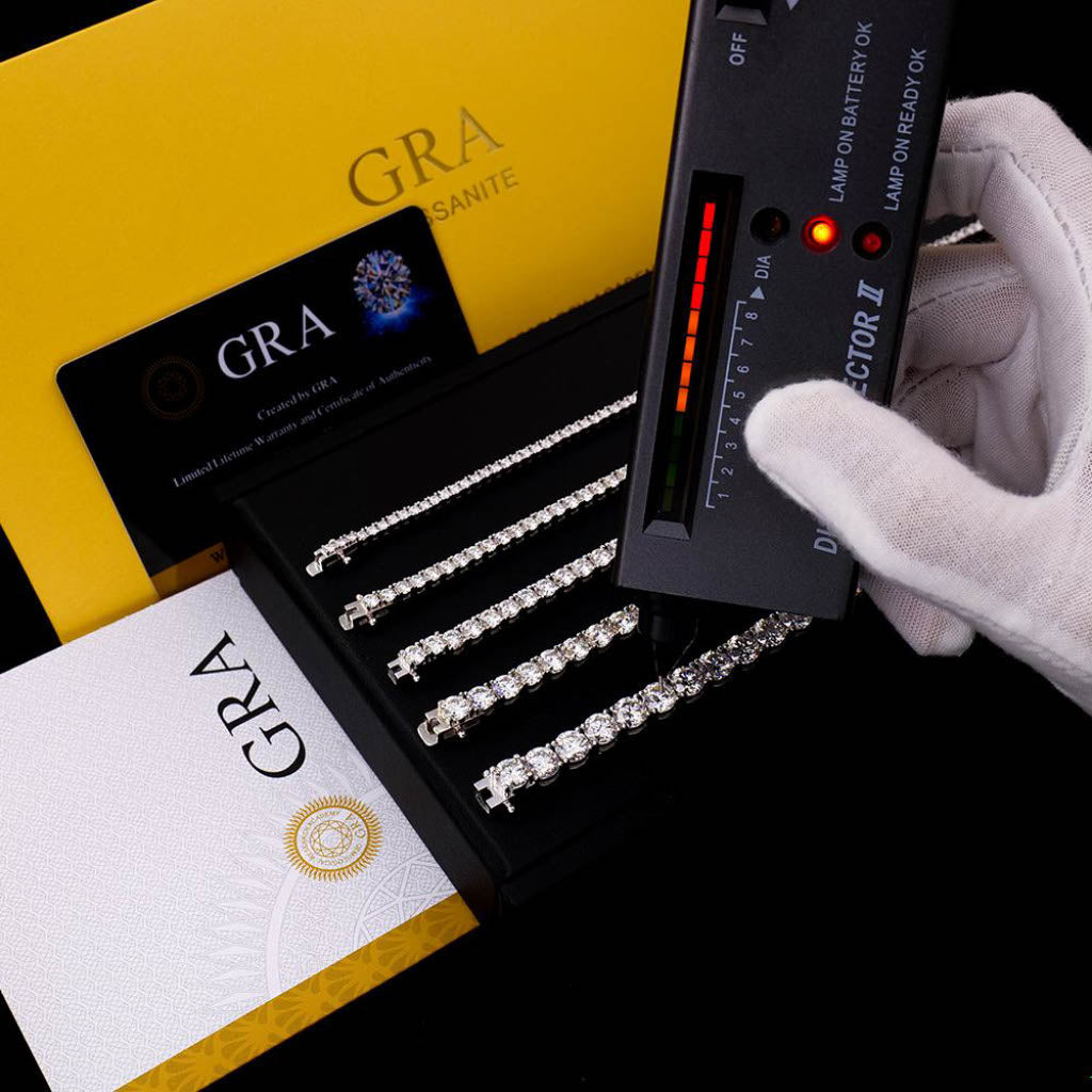 Moissanite тенис гривна, преминаваща тест с диамант тестер – доказан истински Moissanite VS1 D цвят